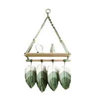 Зелена підвісна настінна полиця макраме еко декор та органайзер для сучасного інтер’єру